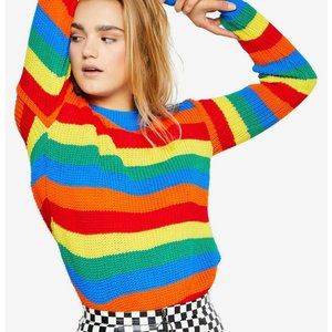 Daisy Street Hot Topic Rainbow Longsleeve Cotton Striped Sweater US Size 2